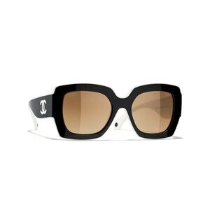 CHANEL Black and White Oversized Sunglasses